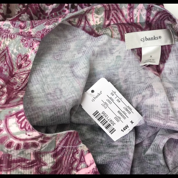 CJ Banks Woman's Embellished Multi Color Pull Over Top Size X NWOT - Picture 3 of 3